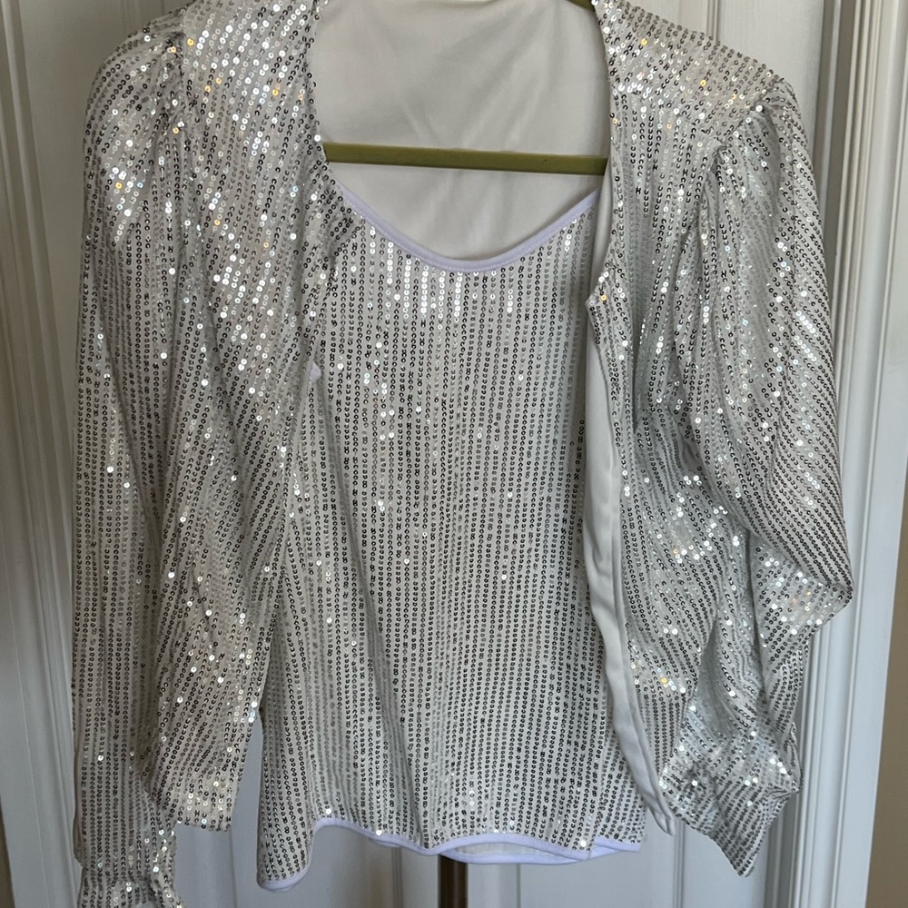 Silver Sequin Jacket and Top Combo